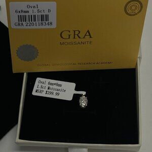 Breathtaking Oval Cut Moissanite Pendant 6x8mm GRA Certified